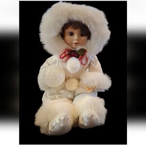 1990s Telco Motionette Christmas  Animated Lighted Èskimo Baby Doll